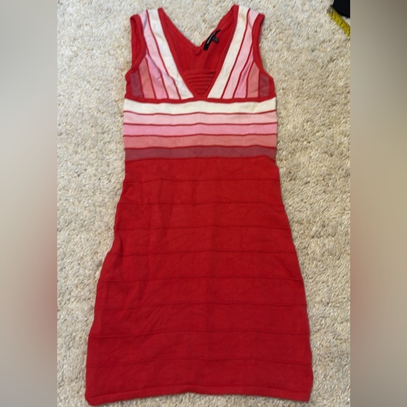 Dresses & Skirts - Like new bandage dress short mini dress pink white  coral small stretchy club